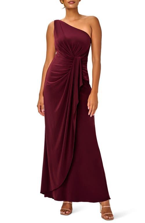 Adrianna Papell Stretch One Shoulder Sleeveless Twisted Front Draped Gown Product Image