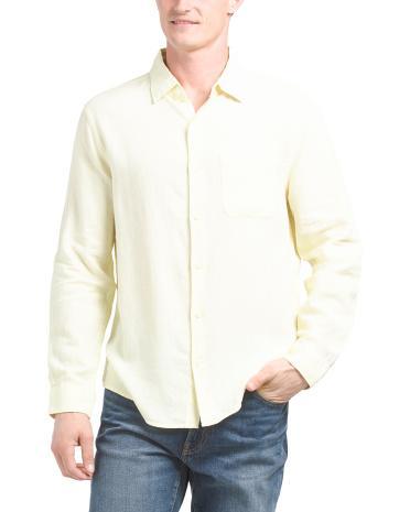 Long Sleeve Linen Blend Solid Shirt for Men Product Image