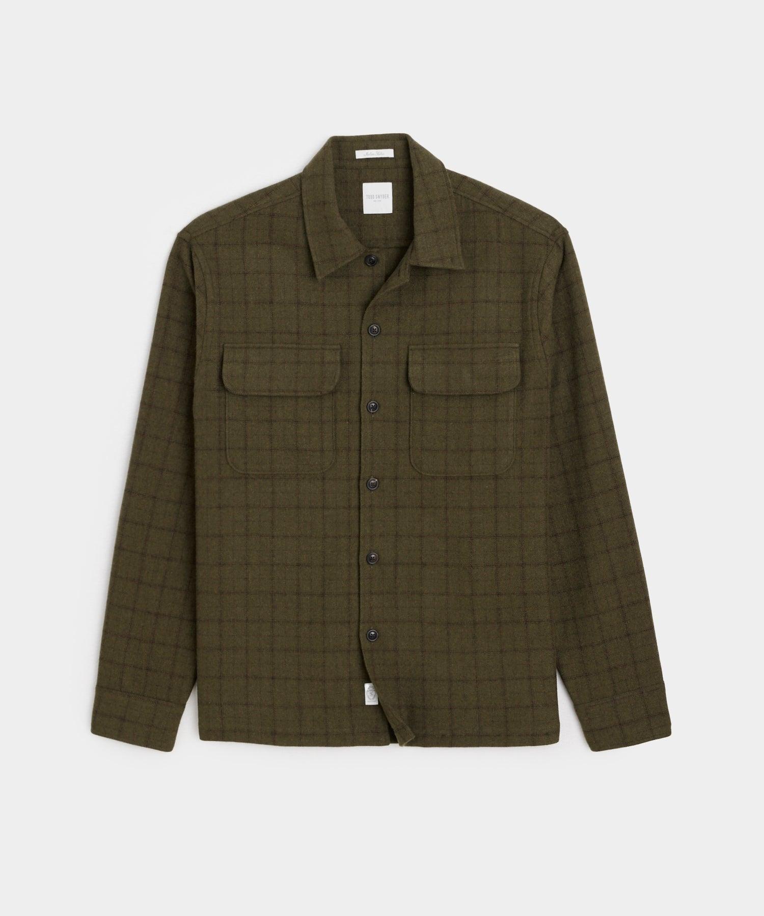 Italian Wool Field Overshirt in Olive Plaid Product Image