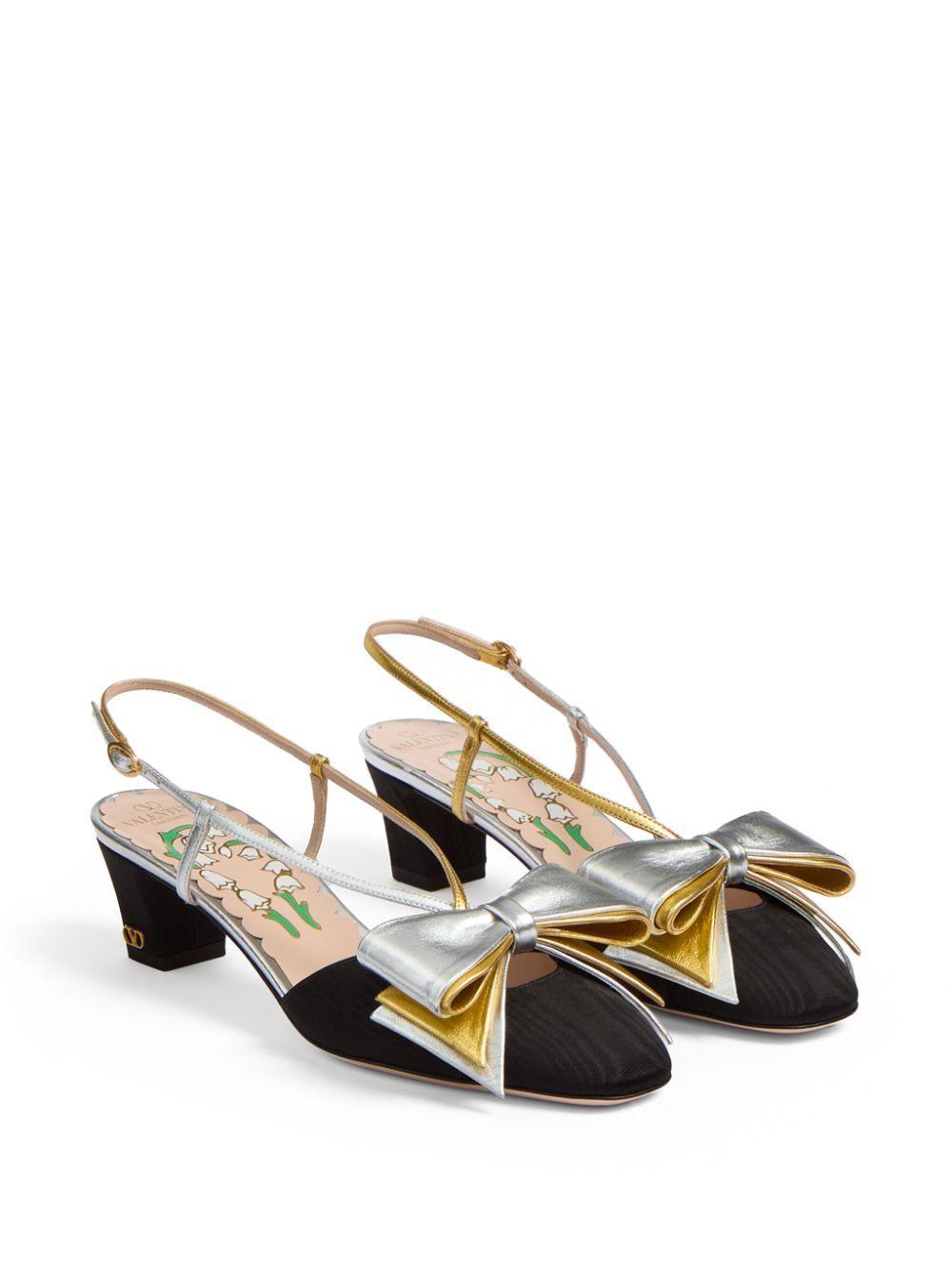 VALENTINO GARAVANI Oversize Bow Detail Pumps In Black/silver Product Image