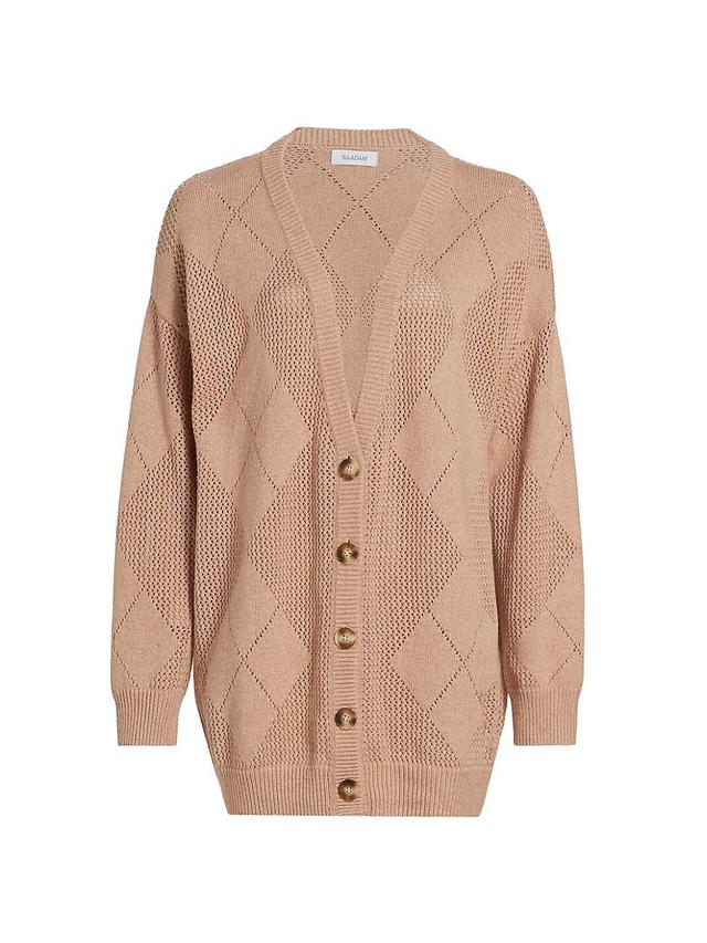 Womens Pointelle-Knit Argyle Cardigan Product Image