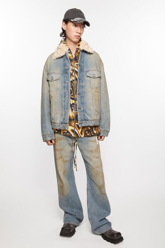 Denim fur trim jacket - Oversized fit Product Image