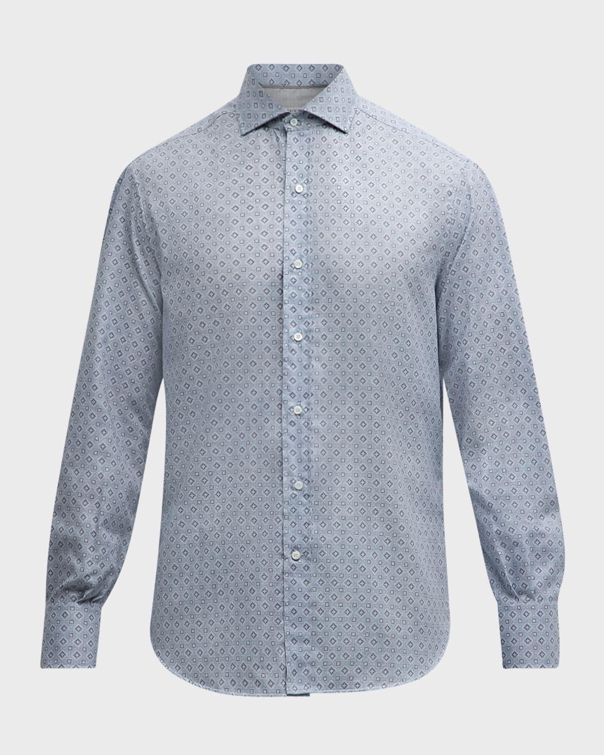 Mens Cotton Geometric Sport Shirt Product Image