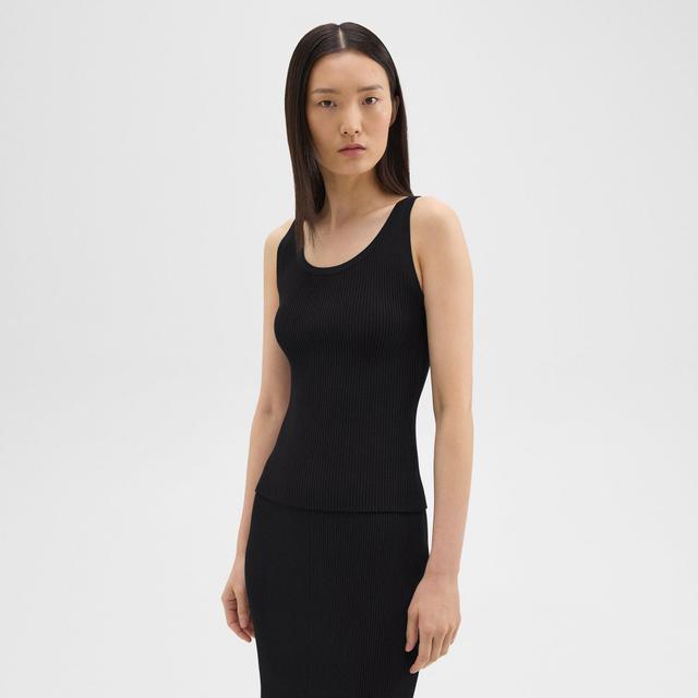 Crepe Knit Ribbed Tank Top | Theory Product Image