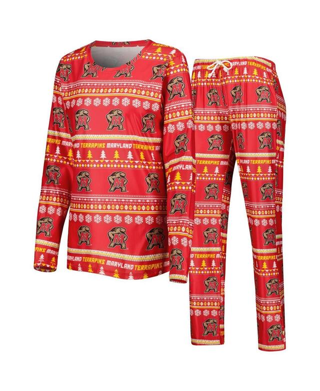 Womens Concepts Sport Maryland Terrapins Holiday Long Sleeve T-Shirt and Pants Sleep Set Product Image