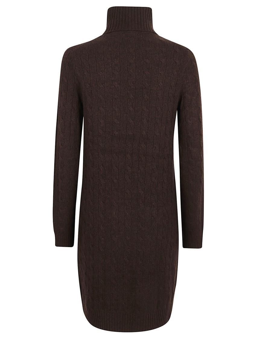 POLO RALPH LAUREN Cable Knit Turtleneck Dress Long Sleeve In Grey Product Image