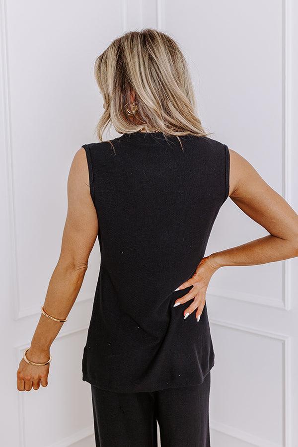 Uptown Brunch Knit Vest Top in Black Product Image