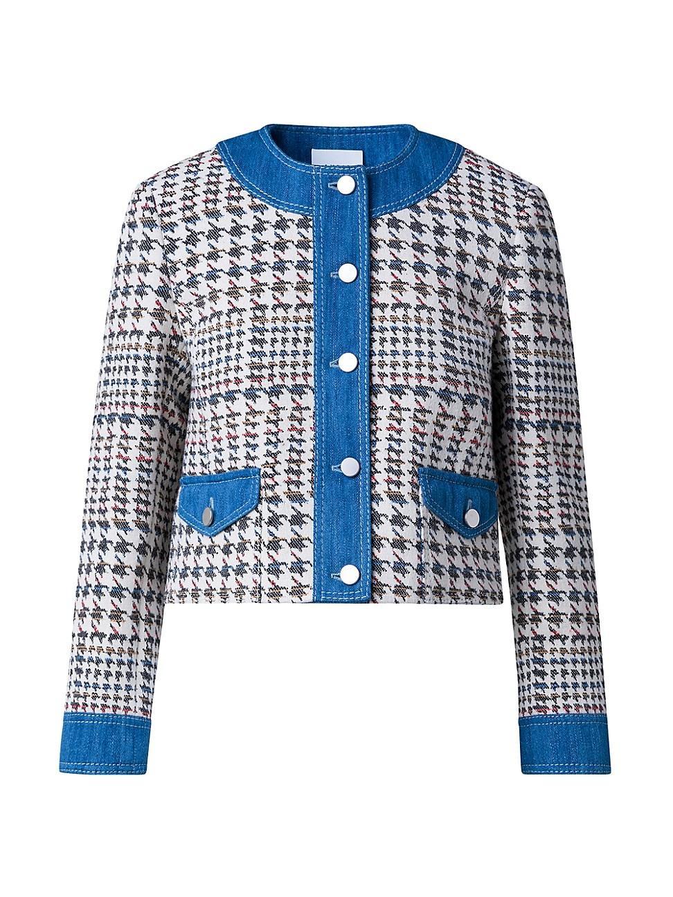 Womens Houndstooth Cotton-Blend Crop Jacket Product Image