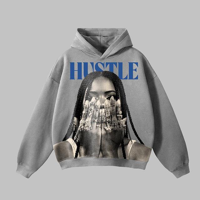 Sopula Struggle Street Retro Character Portrait Graphics Pocket Hoodie Product Image