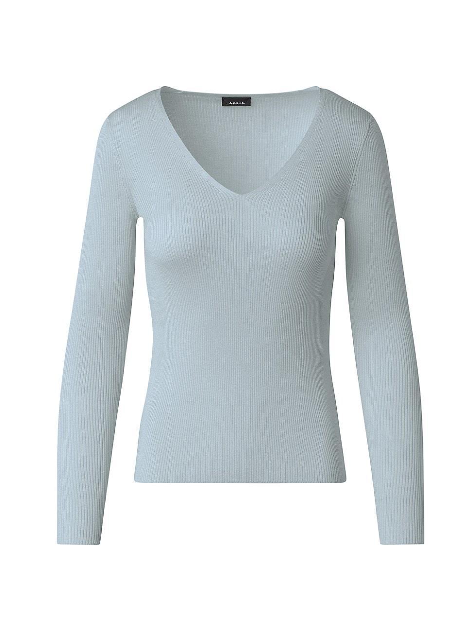 Womens Silk-Cotton V-Neck Sweater Product Image