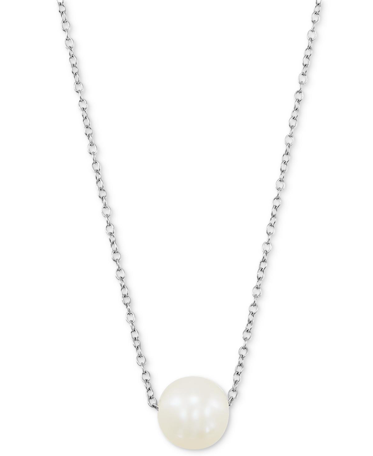 Giani Bernini Cultured Freshwater Pearl (8mm) Solitaire 18 Pendant Necklace, Created for Macys Product Image