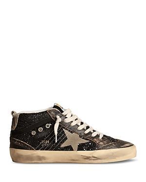 Golden Goose Womens Mid Star Glitter Lace Up Sneakers Product Image