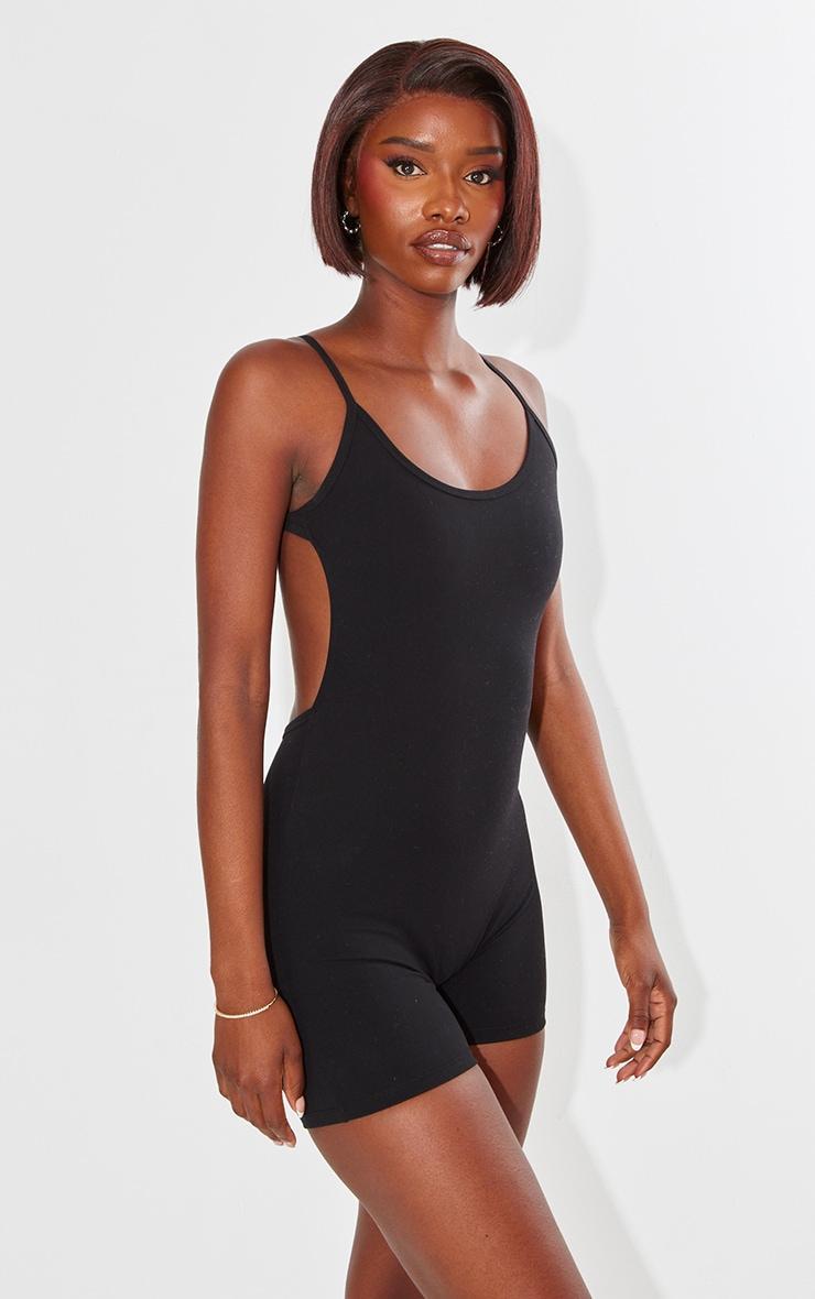 Tall Black Snatched Sculpt Open Back Unitard Product Image