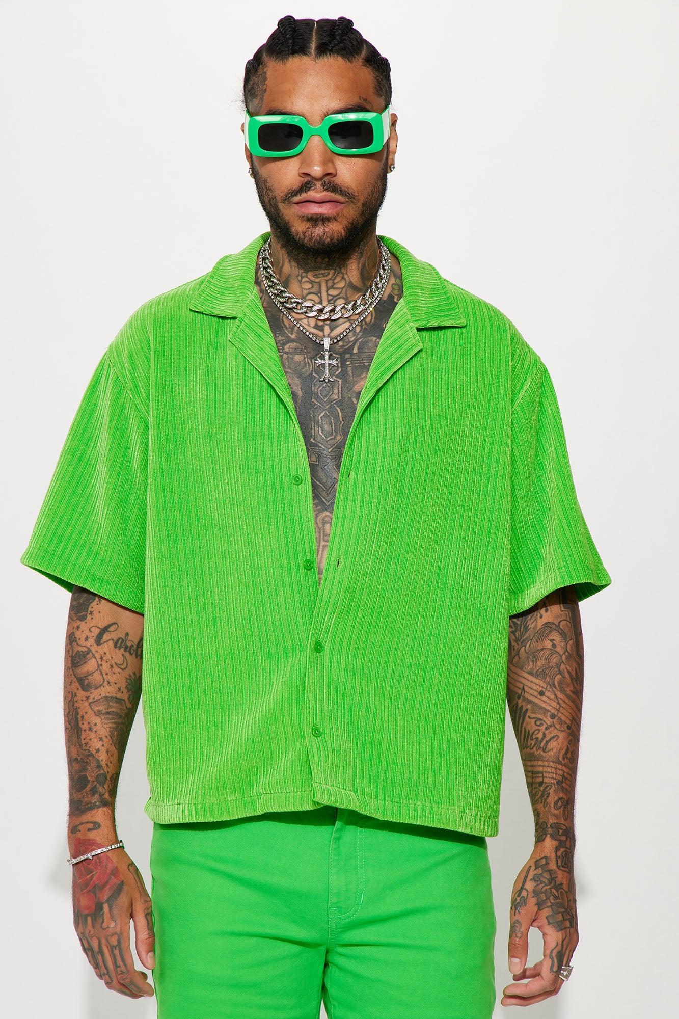 Front Row Textured Button Up Shirt - Green Product Image