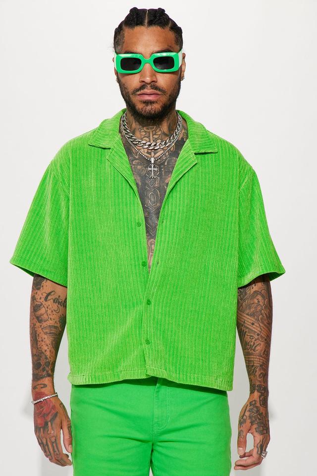 Front Row Textured Button Up Shirt - Green Product Image