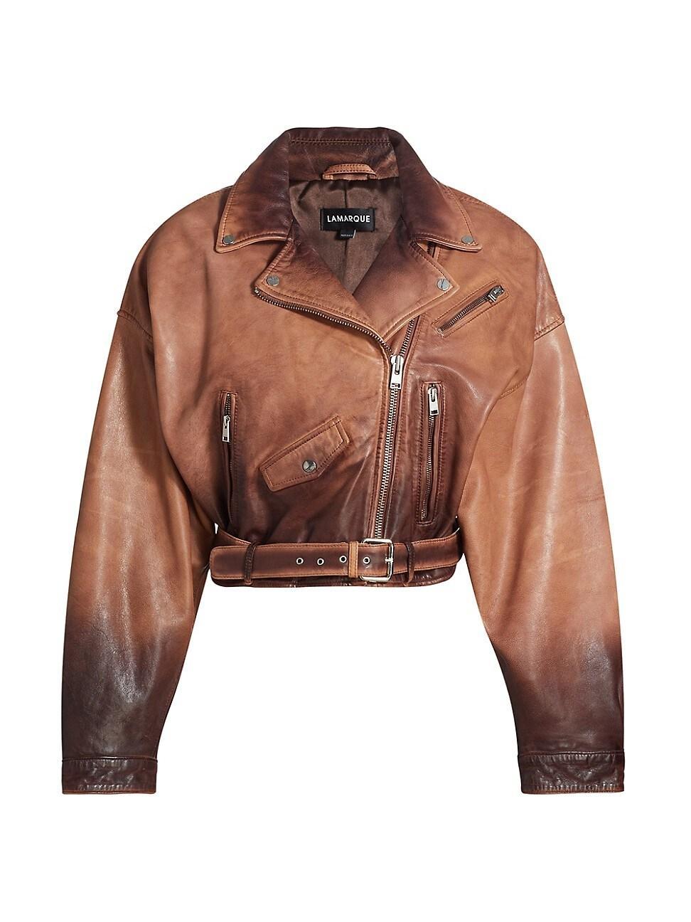 Womens Dylan Leather Biker Jacket Product Image