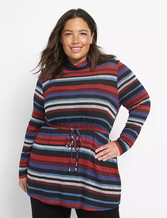 Funnel-Neck Hacci Tunic - Stripe Product Image