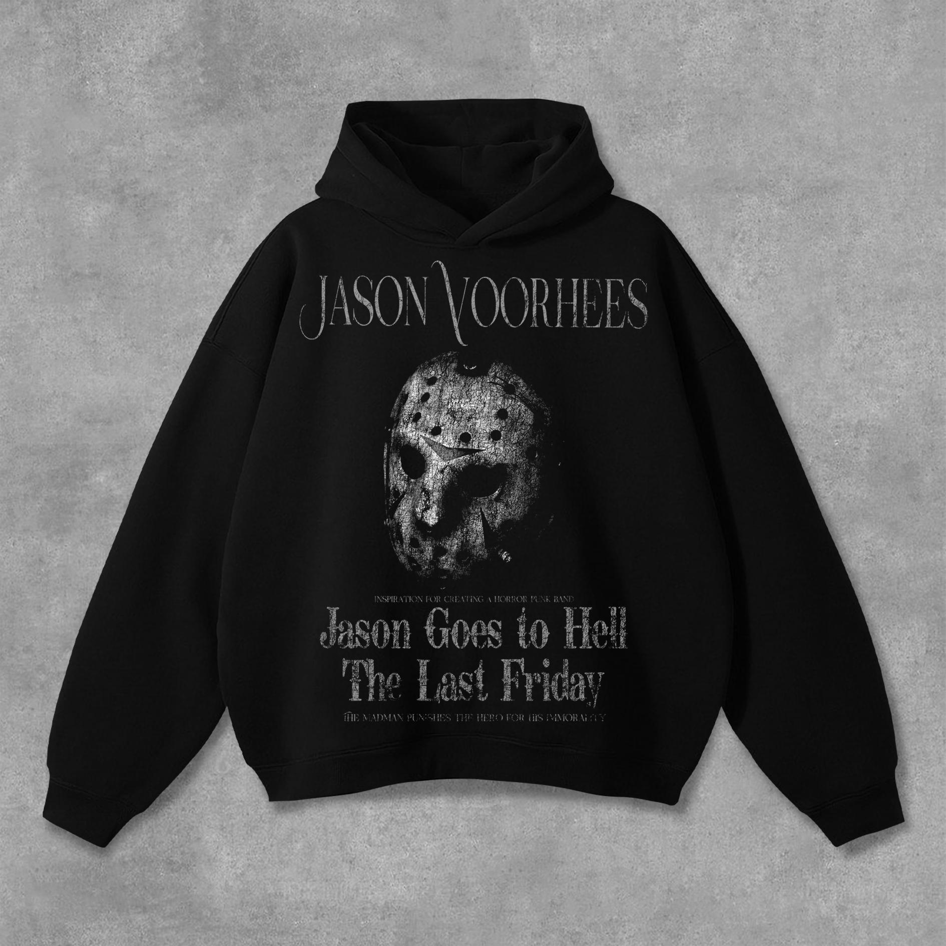 Sopula Jason Voorhees Dark Death Fear Print Graphic Hoodie Product Image