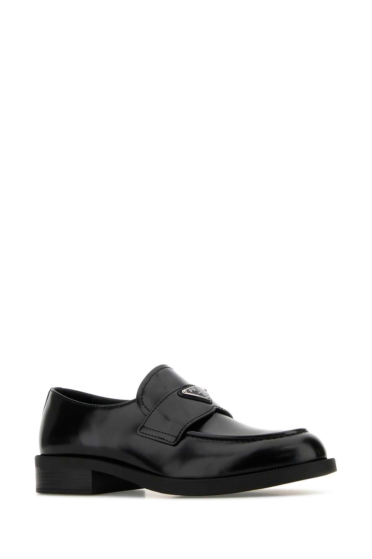 PRADA Black Leather Loafers Product Image