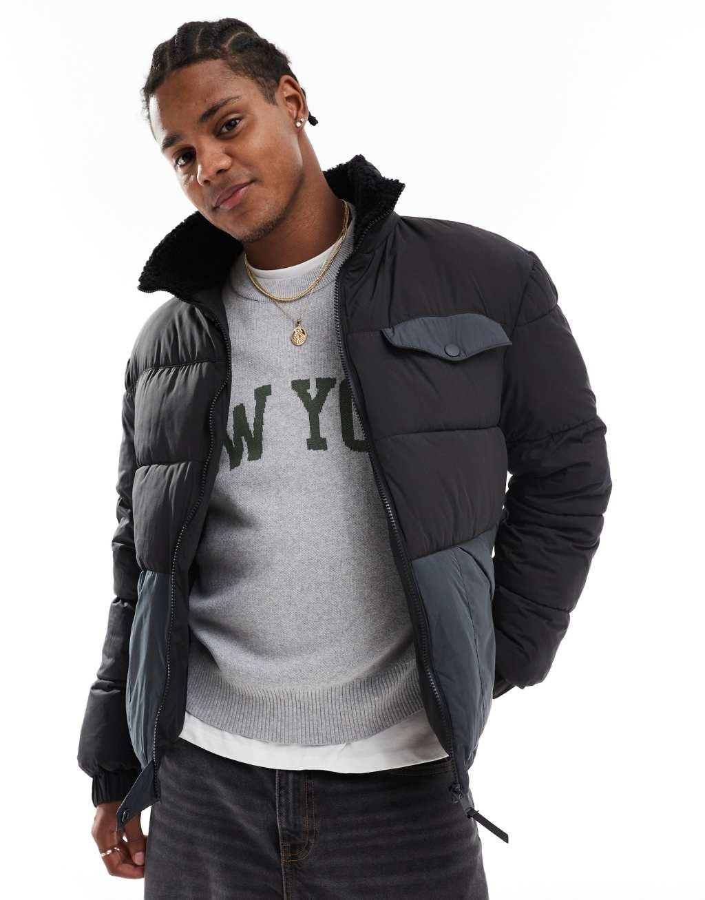 Cotton On vermont puffer coat in black Product Image