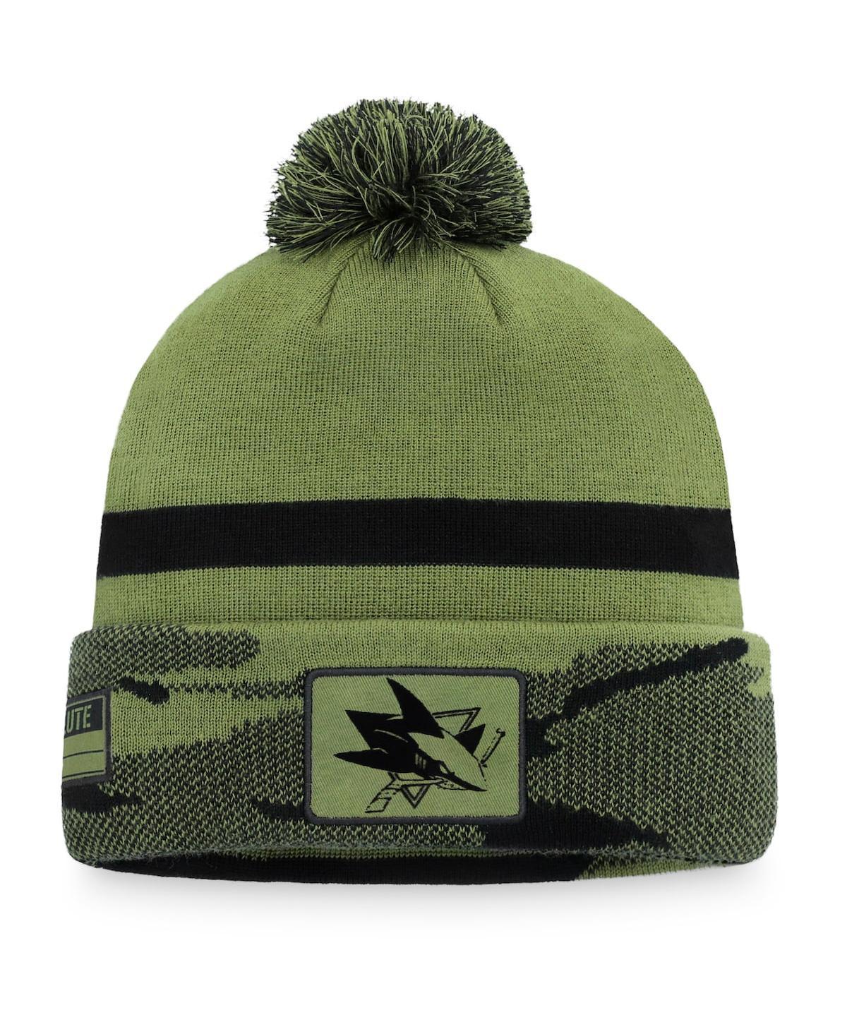 Mens Fanatics Branded Camo San Jose Sharks Military Appreciation Cuffed Knit Hat with Pom Product Image