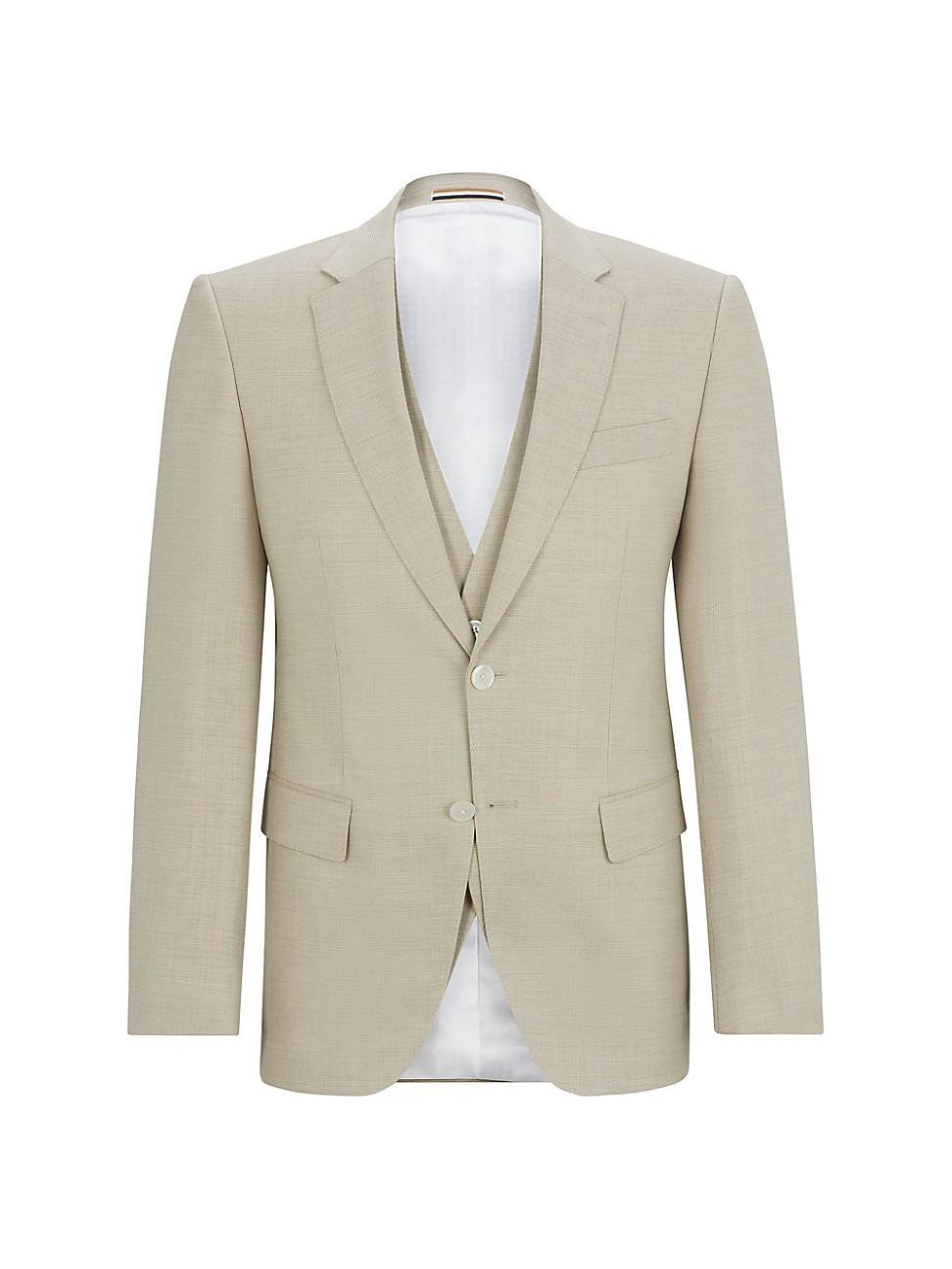 Mens Slim-Fit Suit in a Hopsack Weave Wool Blend Product Image