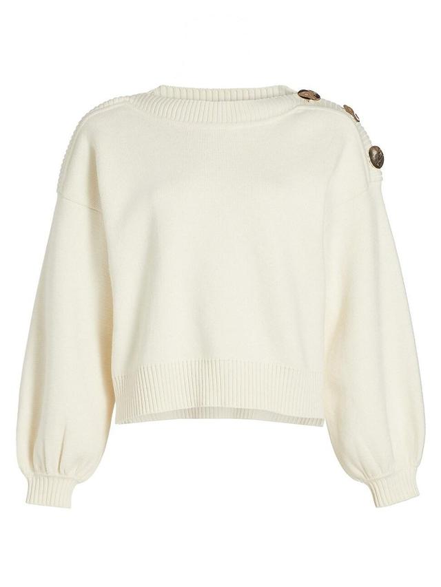 Womens Mateo Button-Detailed Cotton & Wool Sweater Product Image