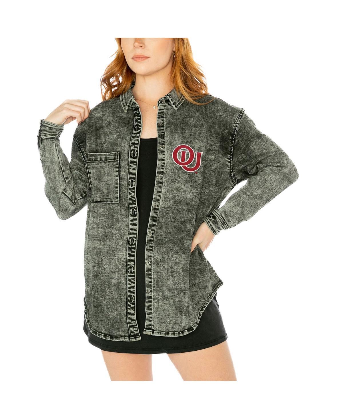 Womens Gameday Couture Charcoal Texas Longhorns Multi-Hit Tri-Blend Oversized Button-Up Denim Jacket Product Image