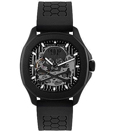 Philipp Plein Mens Automatic Skeleton Spectre Black Silicone Strap Watch 42mm Product Image