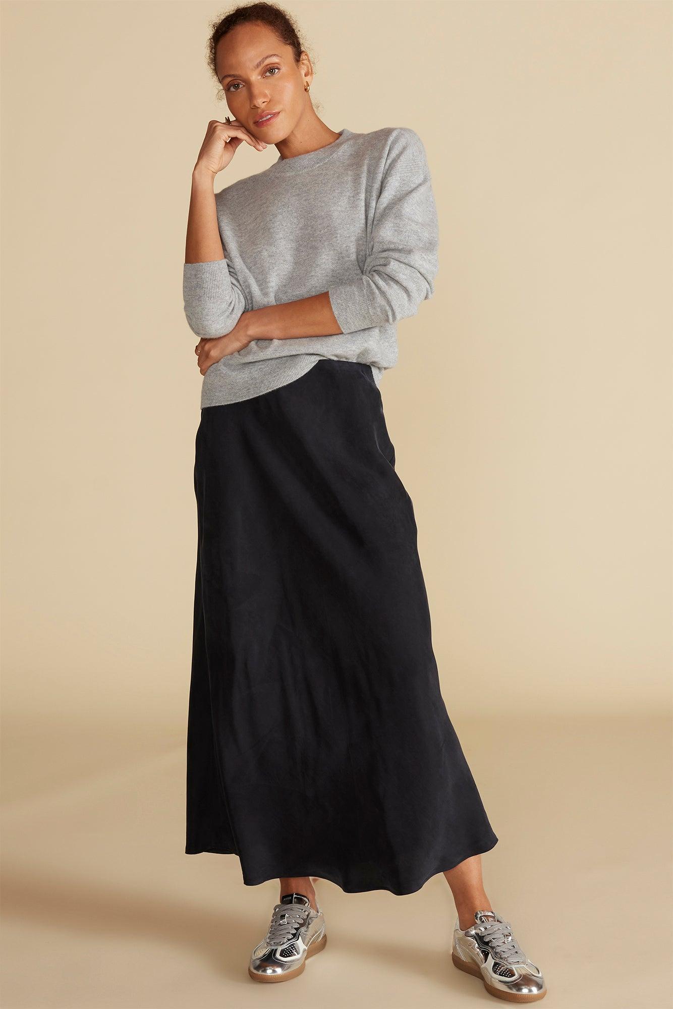 Eve Cupro Slip Skirt - Black Product Image