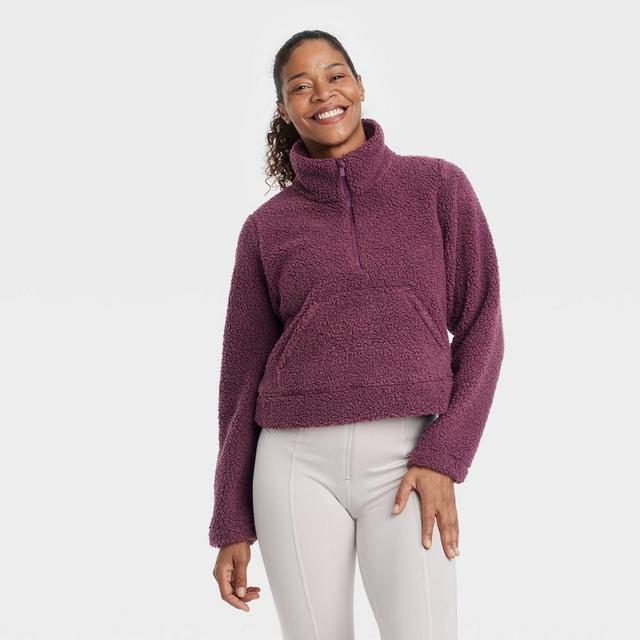 Womens High Pile Fleece 1/2 Zip Pullover - All In Motion Dark Purple XS Product Image