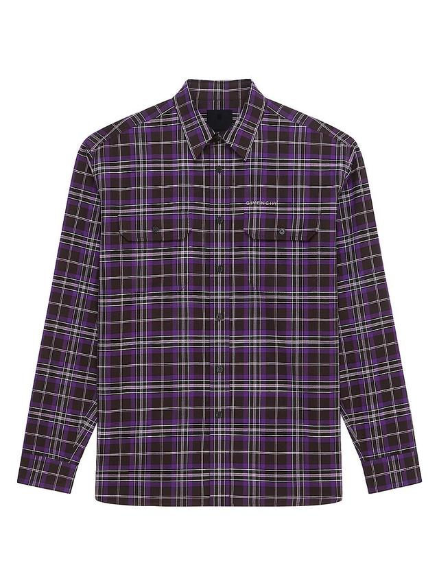 Mens Checked Shirt in Wool and Cotton Product Image