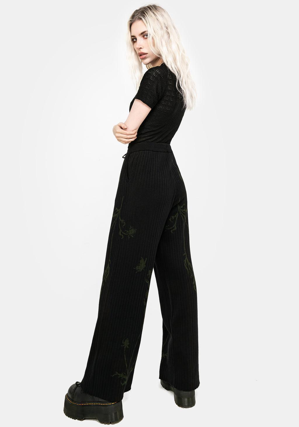 Diastella Floral Jacquard Rib Knit Trousers Product Image