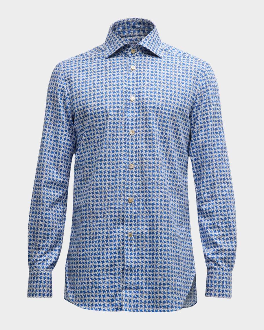 Men's Houndstooth-Print Sport Shirt Product Image