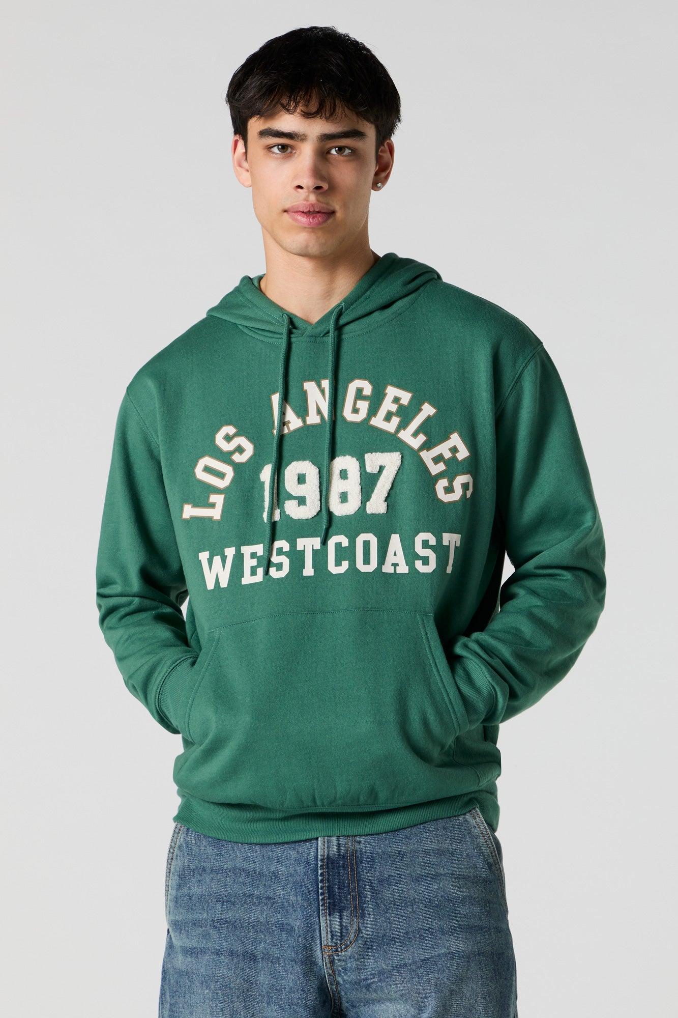 City Embroidered Fleece Hoodie Male Product Image