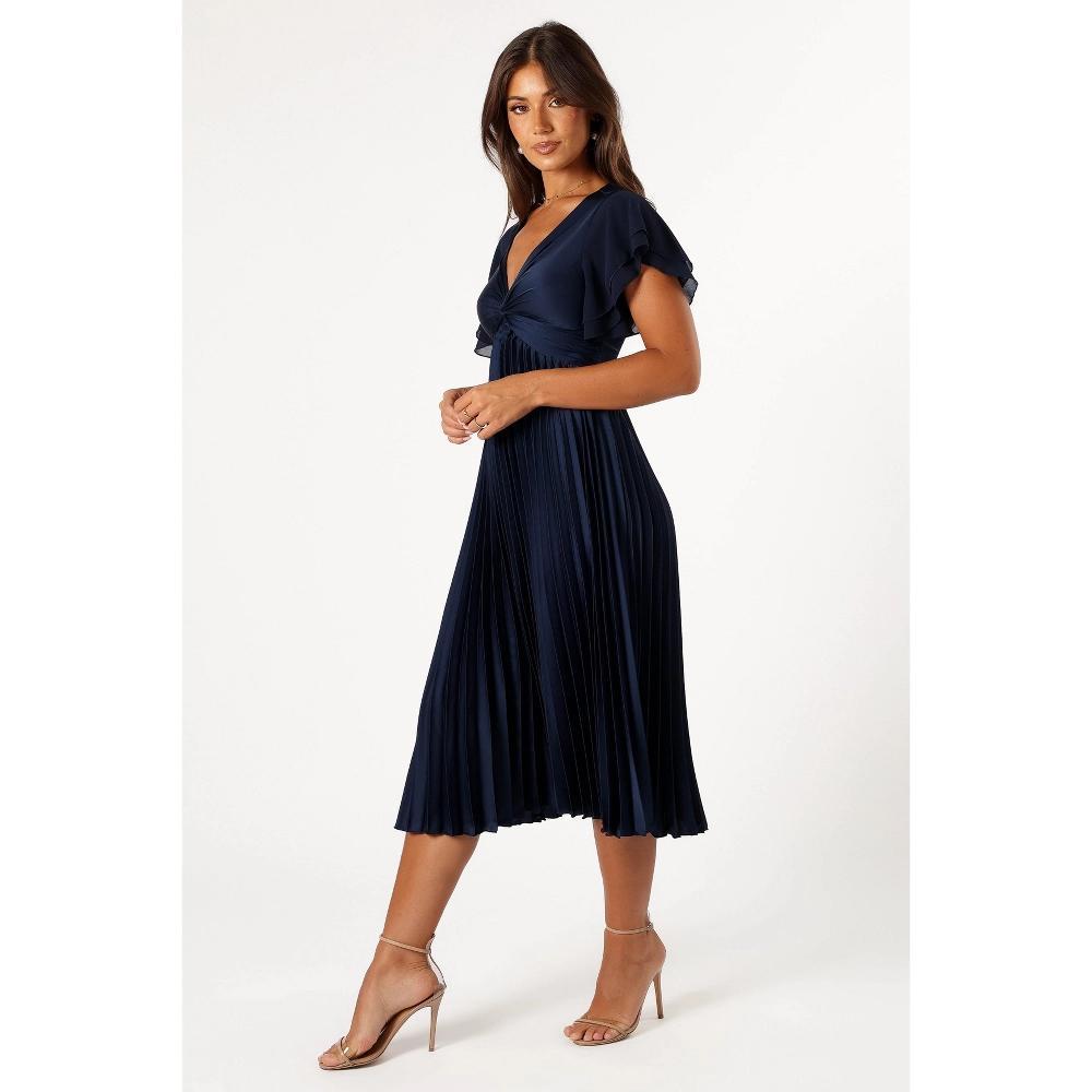 Petal and Pup Womens Nova Flutter Sleeve Midi Dress - Navy M Product Image