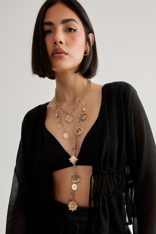 Coin Layered Y Drop Necklace Product Image