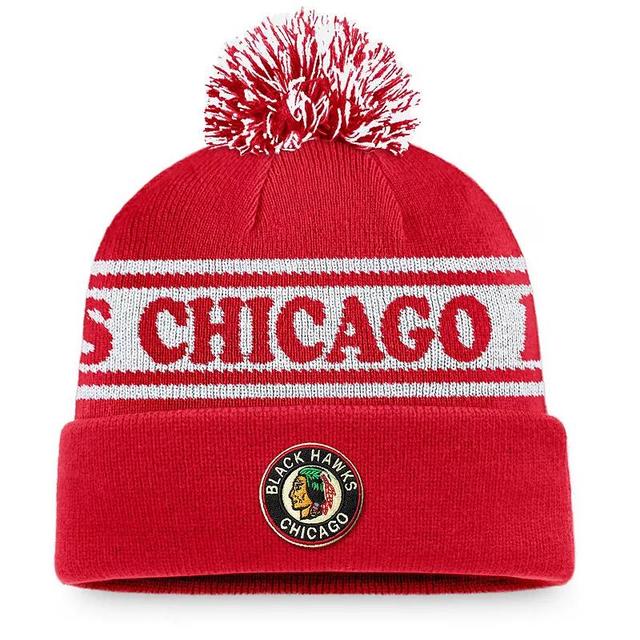 Mens Red Chicago Blackhawks Vintage-Like Sport Resort Cuffed Knit Hat with Pom Product Image