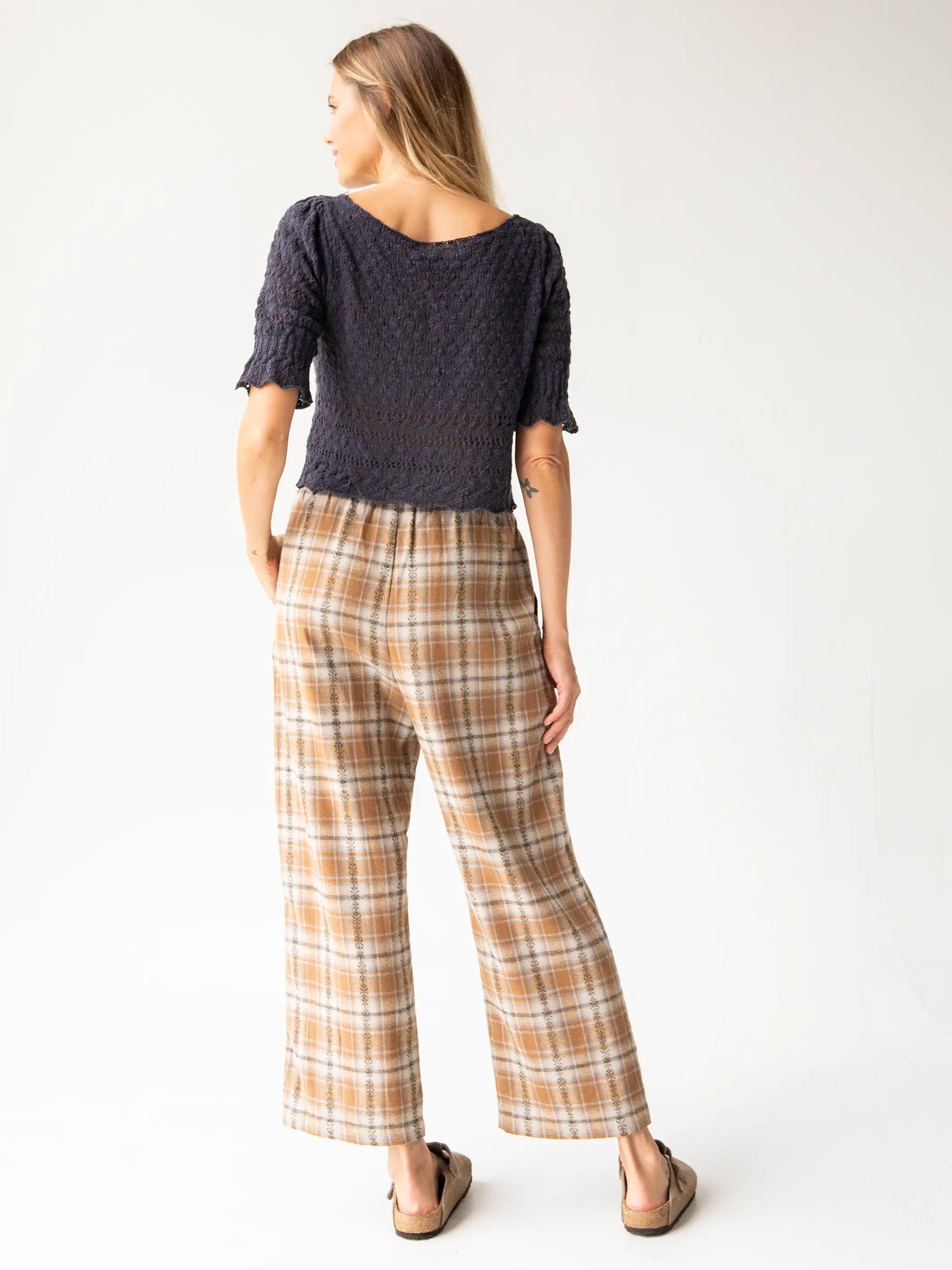 Beckett Flannel Pant - Light Brown Navy Mixed Plaid Product Image