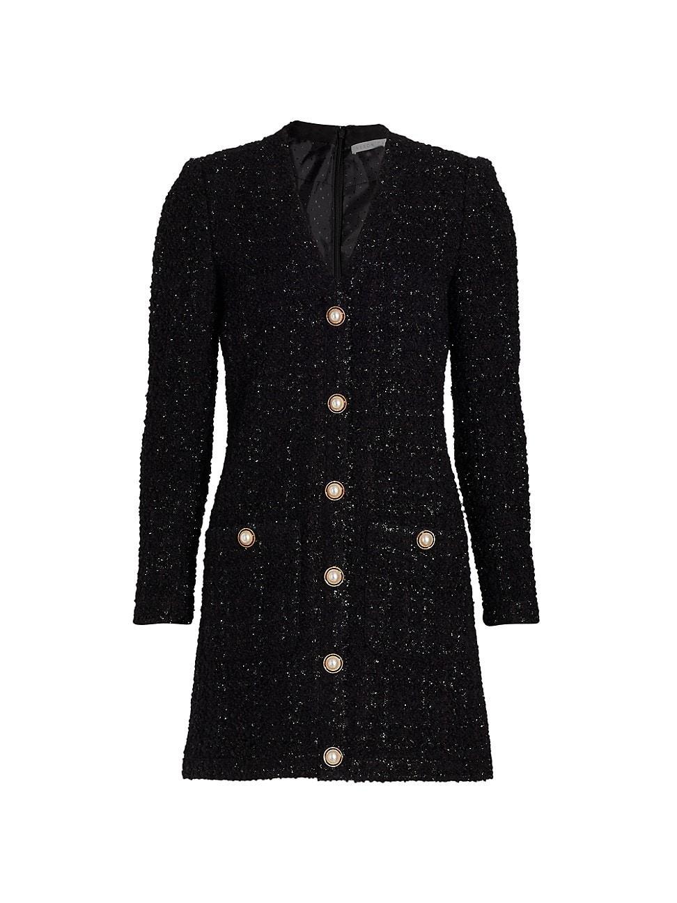 Veronica Beard Kenai Sparkly Button-Front Blazer Dress  - BLACK - Size: 8 Product Image