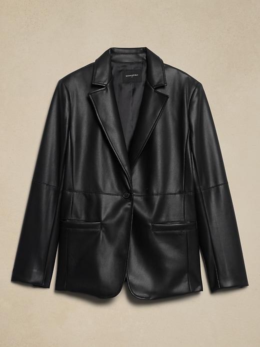 Vegan Leather Blazer Product Image