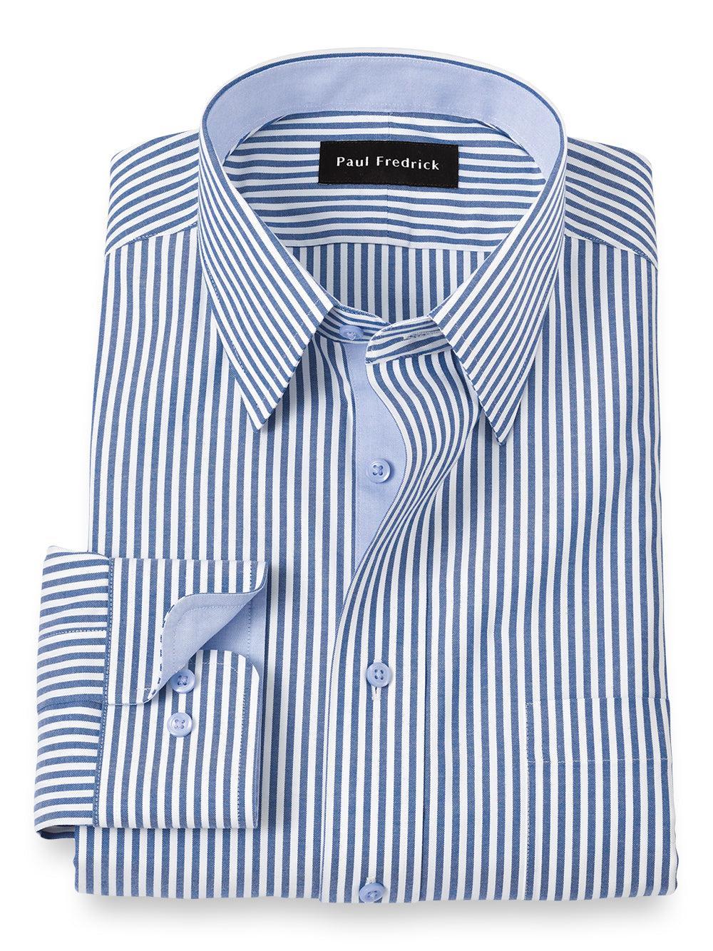 Comfort Stretch Non-iron Stripe Dress Shirt With Contrast Trim Product Image