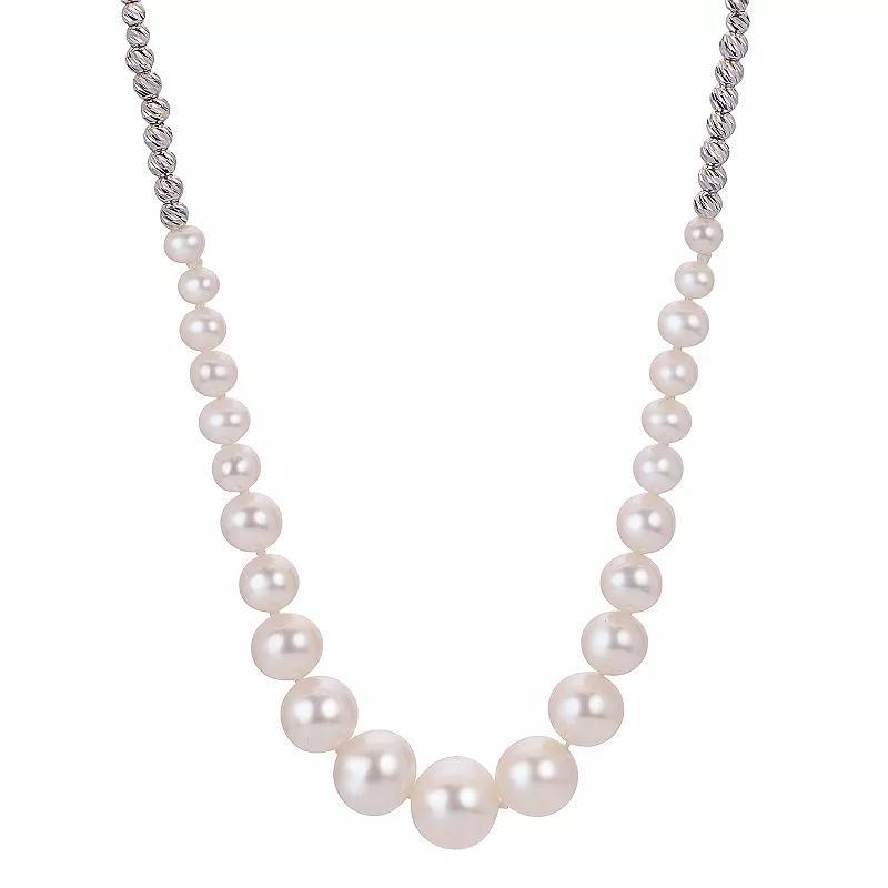 PearLustre by Imperial Sterling Silver Graduated Freshwater Cultured Pearl & Brilliance Bead Necklace, Womens Product Image