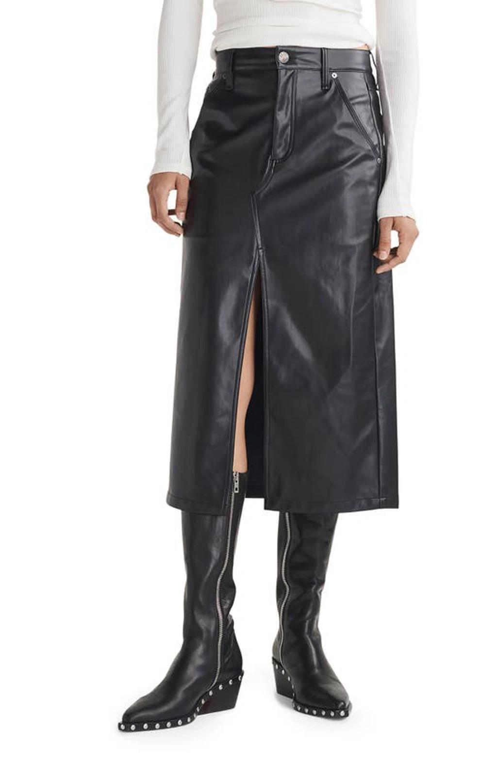 Sid Faux-leather Midi Skirt In Black Product Image