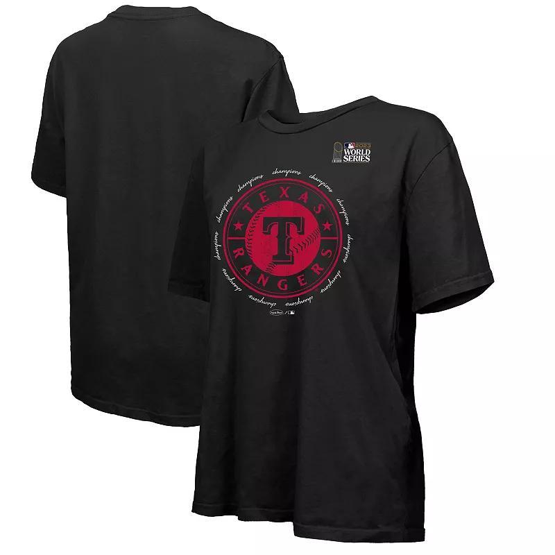 Womens Majestic Threads Black Texas Rangers 2023 World Series Champions Oversized T-shirt Product Image