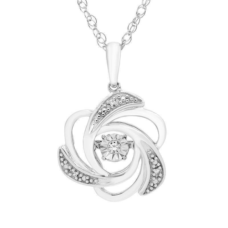 Boston Bay Diamonds Sterling Silver Diamond Accent Brilliance in Motion Floral Pendant, Womens Product Image