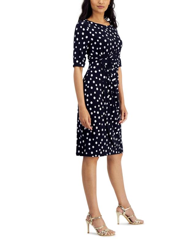 Connected Womens Polka-Dot Faux-Wrap Sheath Dress Product Image