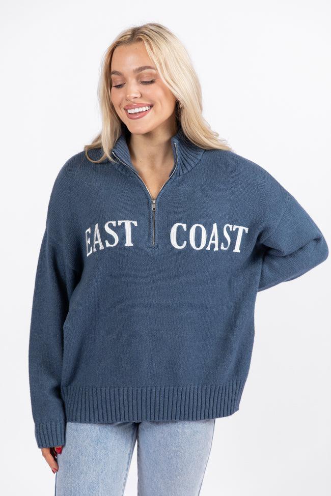 Roll With It Navy East Coast Quarter Zip Sweater FINAL SALE Product Image