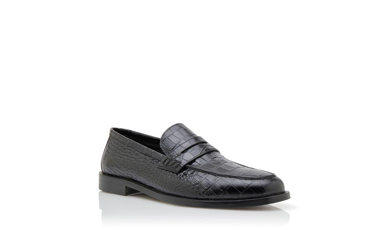 PERRY Black Calf Leather Penny Loafers  Product Image