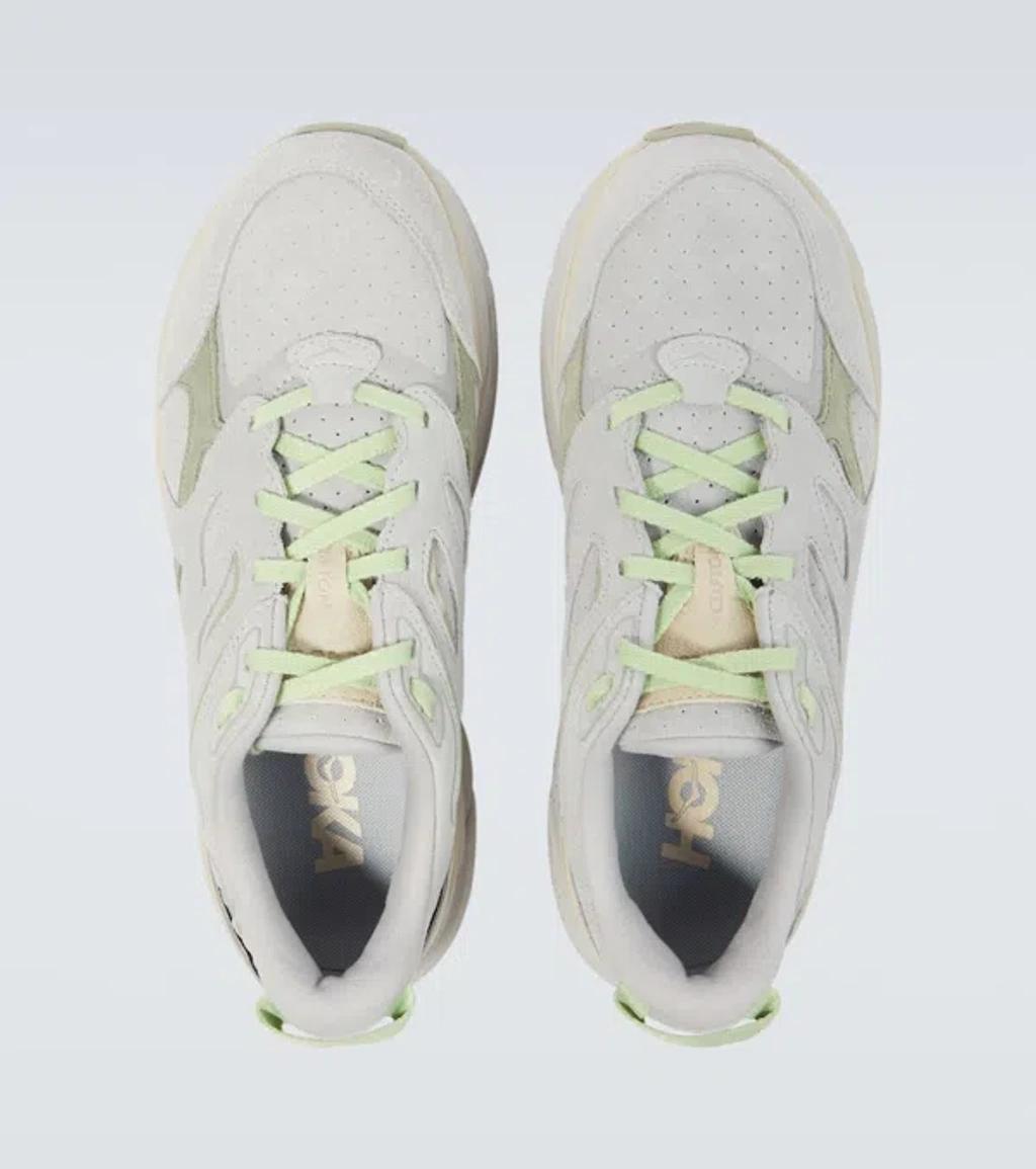 HOKA Clifton L Mesh-trimmed And Leather Sneakers In White Product Image